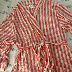 Lake Pajamas Striped Pink and White Kimono